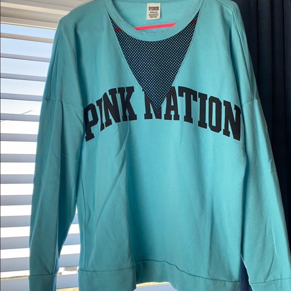 VS Pink Blue Mesh Sweatshirt